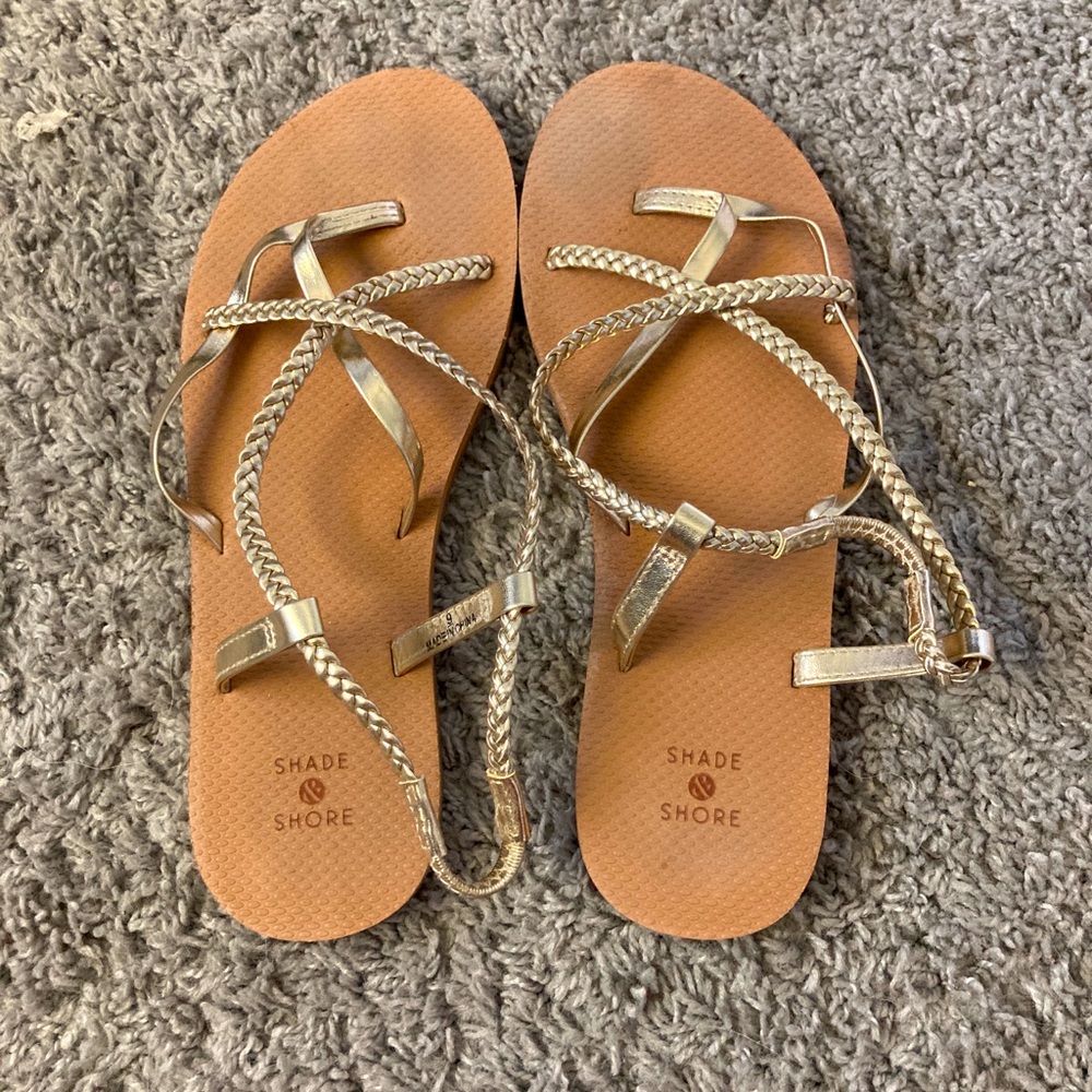 Shade & Shore Gold Strappy Sandals